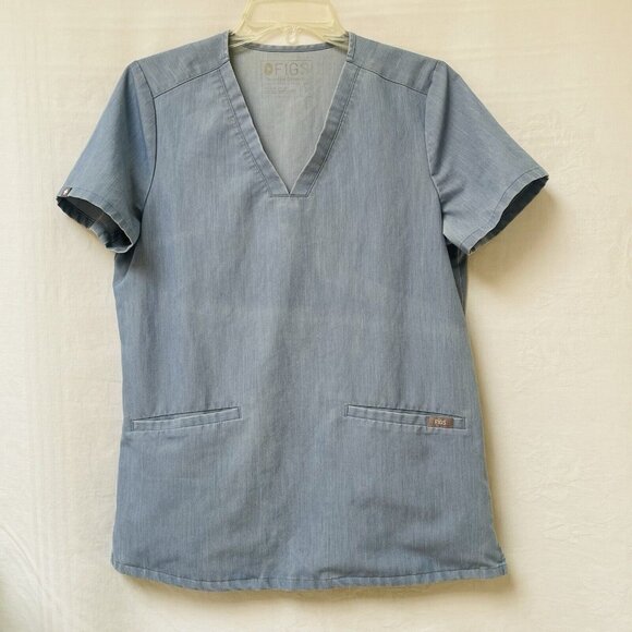 FIGS Tops - FIGS Womans Casma Scrubs Top SIze Small Blue Denim FW1100 Nursing Medical